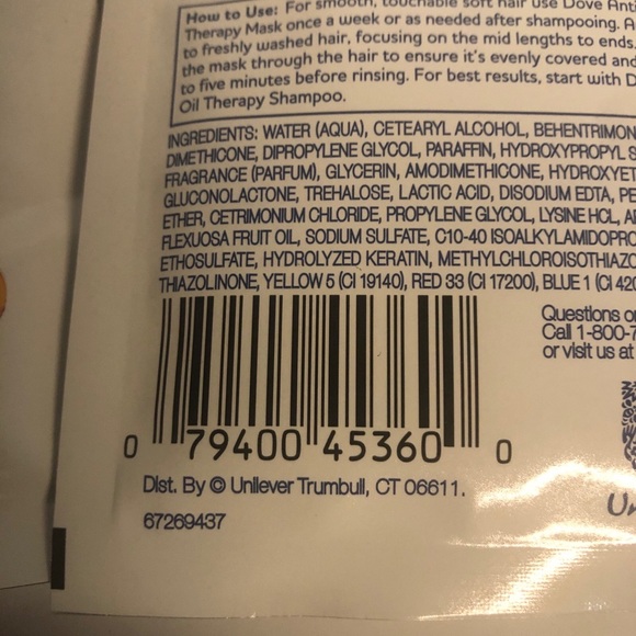 10x DOVE Anti-Frizz Oil Therapy Hair Mask 1.5Oz Packs Smooths Curly Coarse Hair - Picture 4 of 7